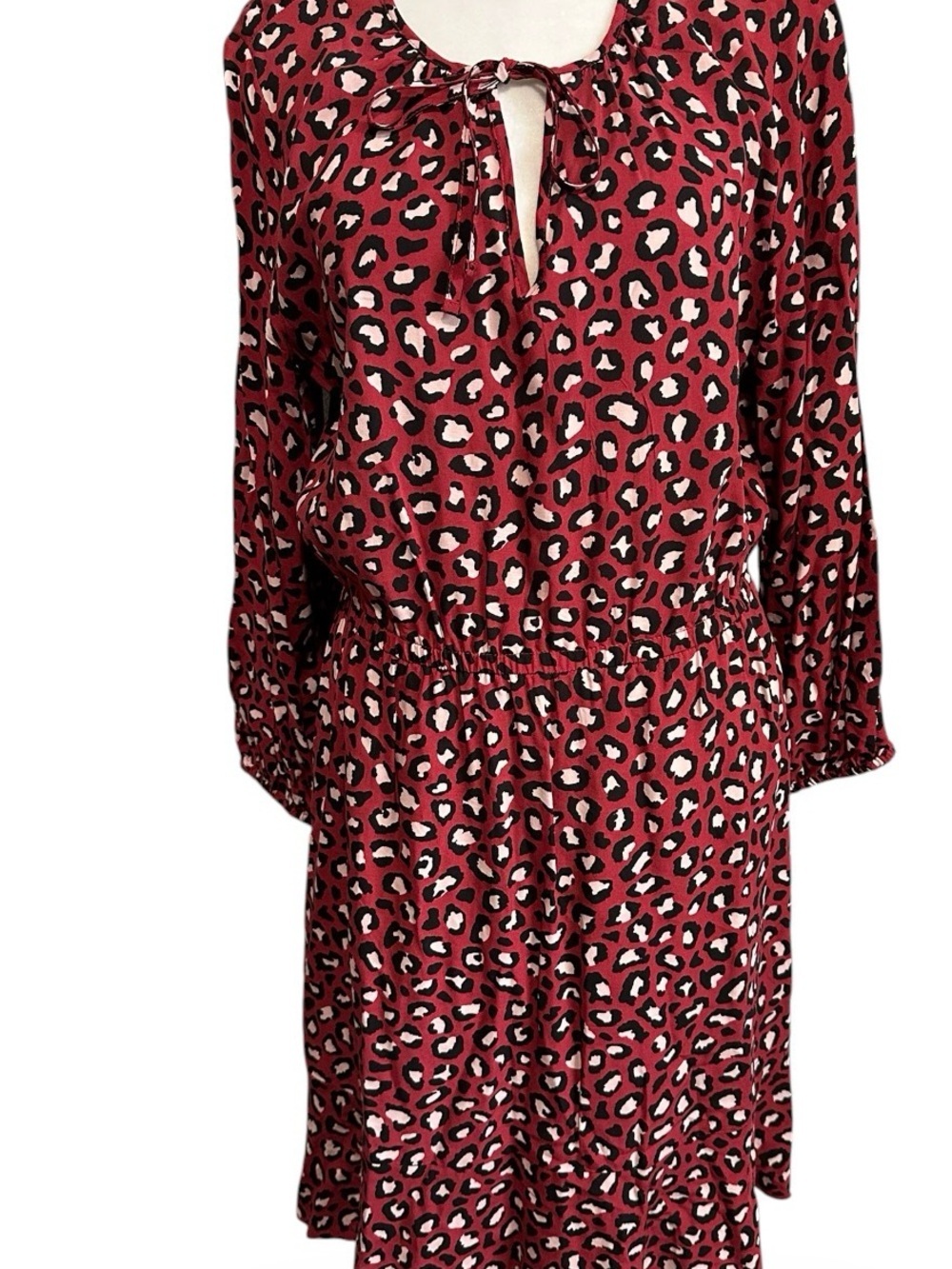 Old Navy Women's Red Leopard Print Tie-Neck summer Dress size S